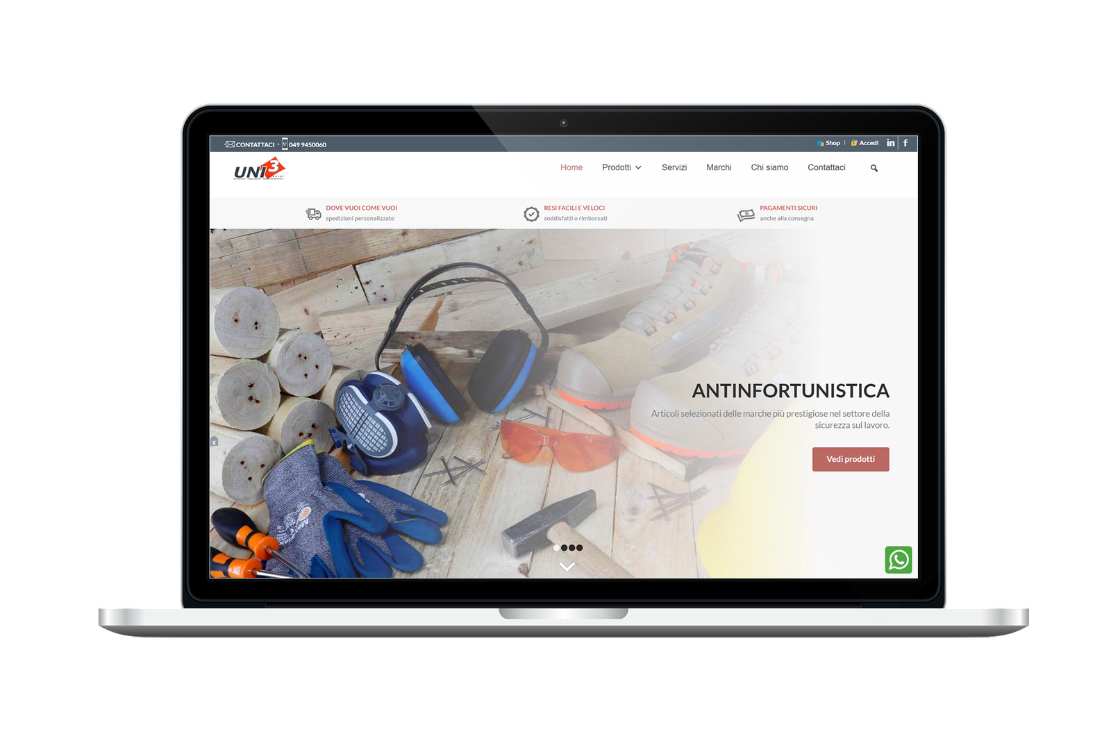 Mockup progetto Uni3 Servizi Srl realizzato da LP Digital Grower